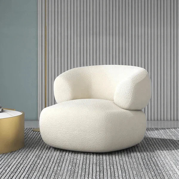 Duo Chic chaises bouclette blanches et table basse - Sakio Design Maroc