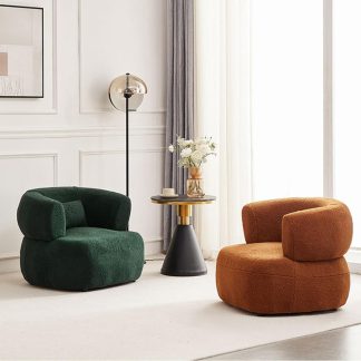 Fauteuil Prestige bouclette blanc et gris - Sakio Design Maroc