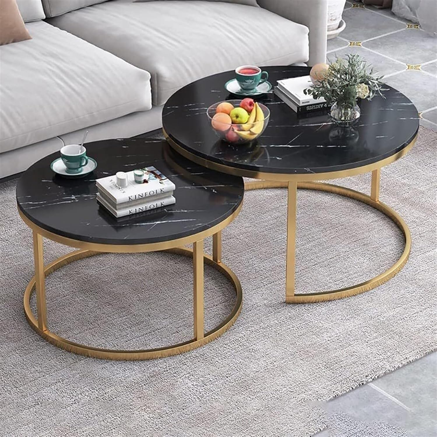 Table basse gigogne Élégance Gold - Sakio Design Maroc