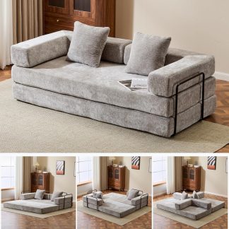 Canapé modulable Tokyo convertible gris beige - Sakio Design Maroc