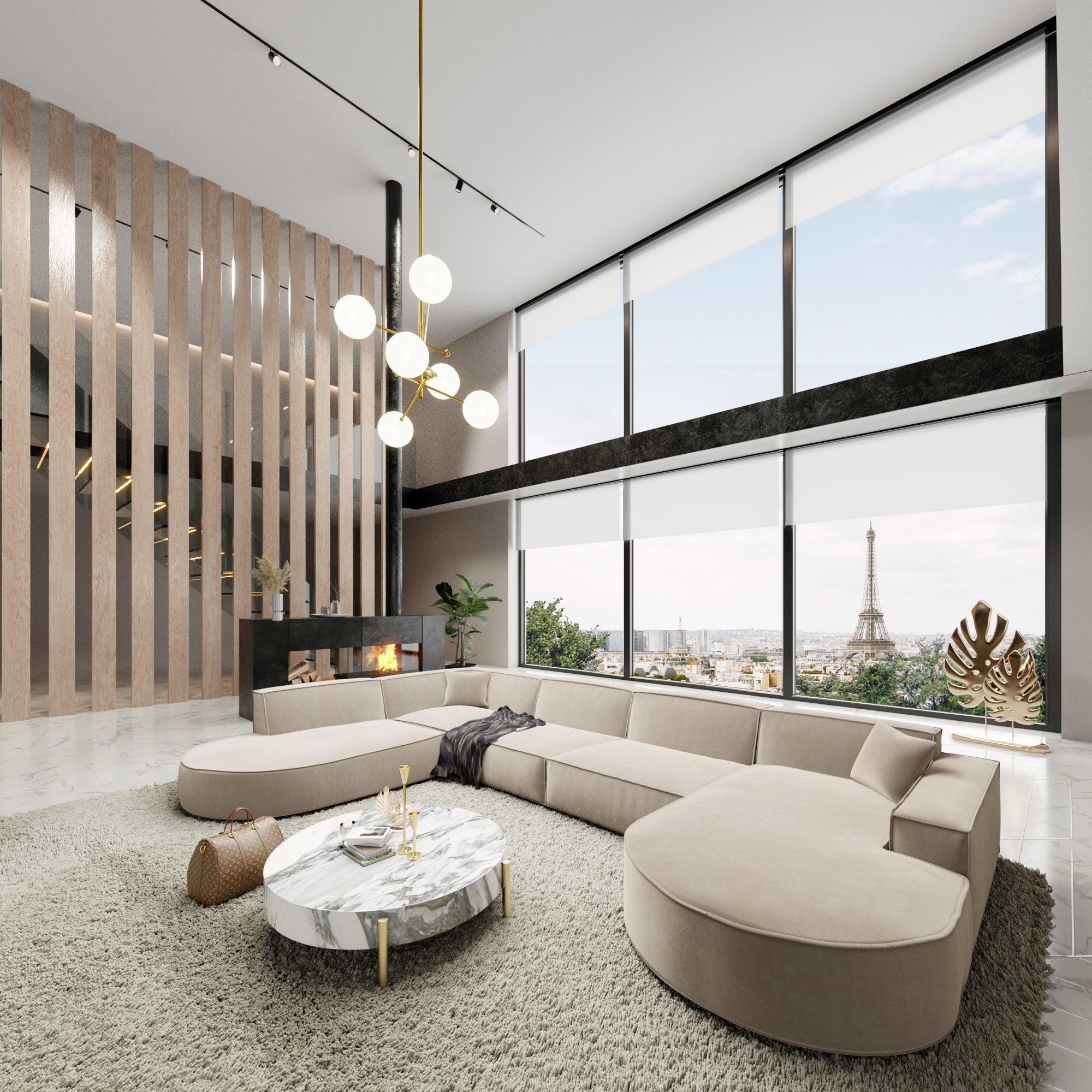 Canapé Odine grand angle tissu et bois de hêtre - Sakio Design Maroc