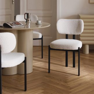 Chaise AYRA tissu bouclé et structure métal - Sakio Design Maroc