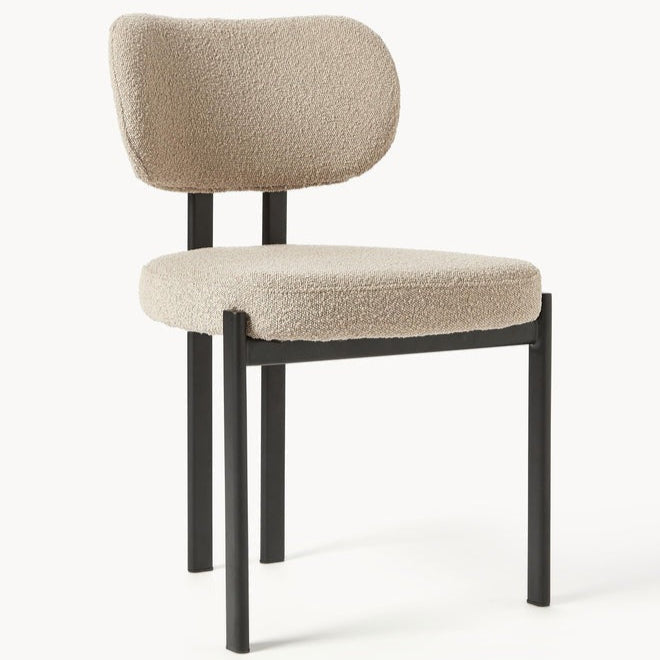 Chaise AYRA tissu bouclé et structure métal - Sakio Design Maroc