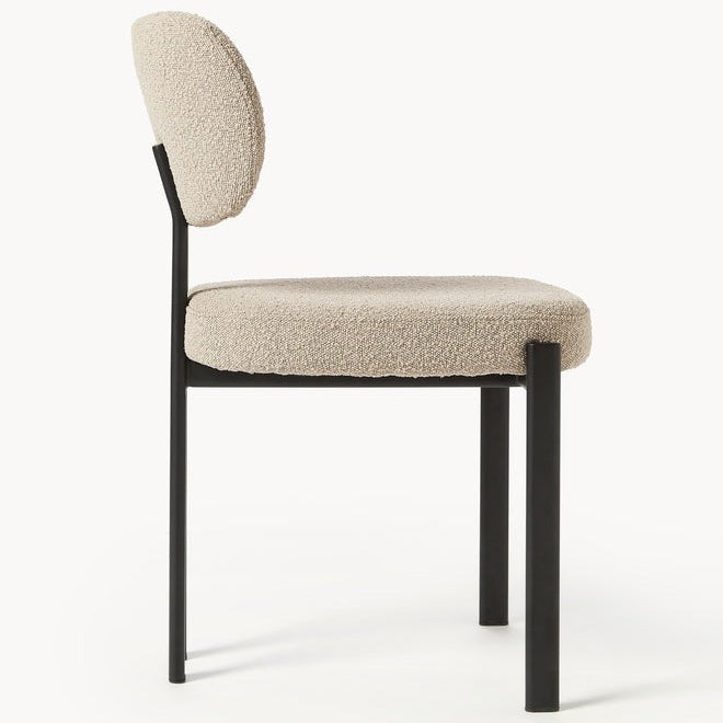 Chaise AYRA tissu bouclé et structure métal - Sakio Design Maroc