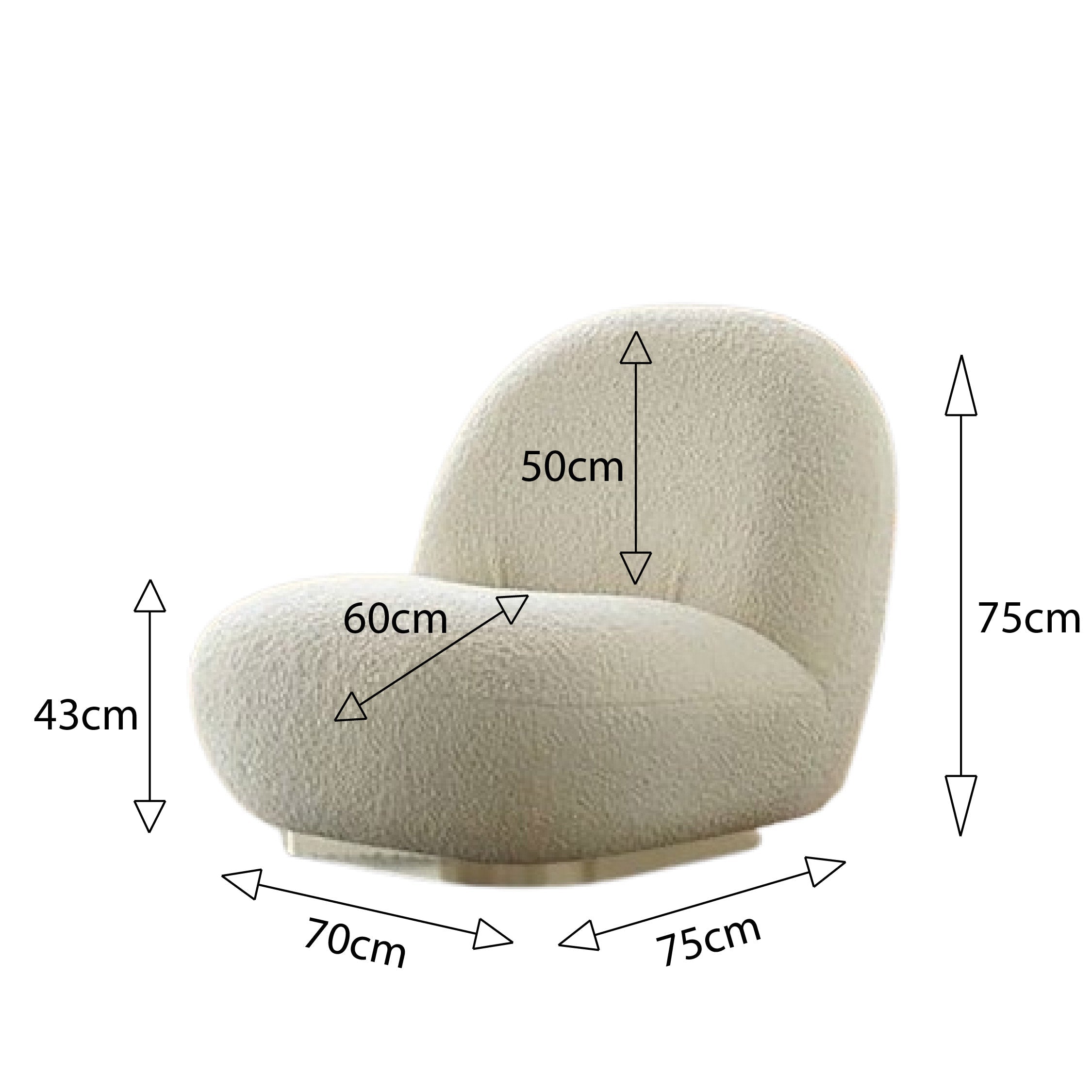 Fauteuil Nuage bouclette blanc cassé et beige - Sakio Design