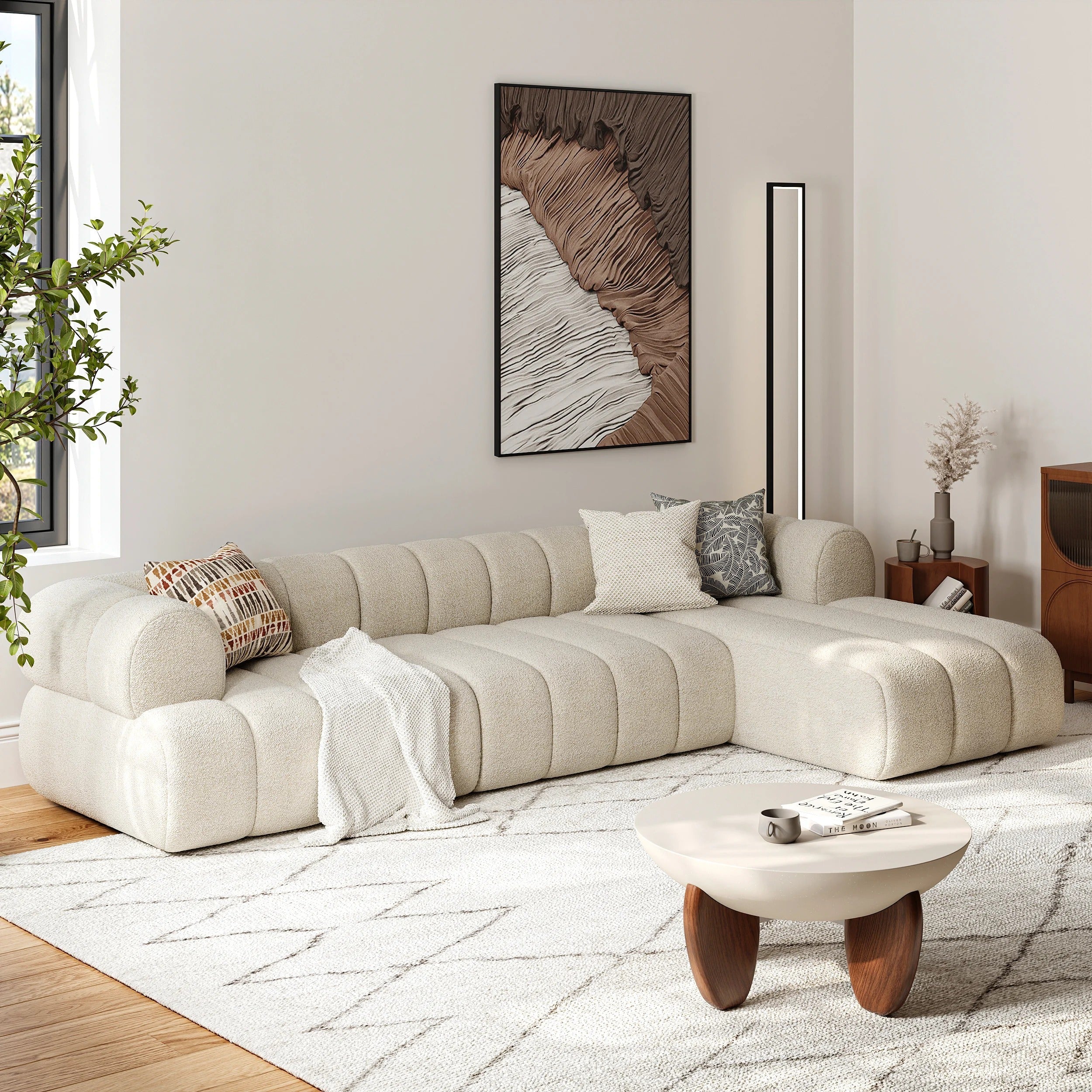 Canapé Ego L d'angle bois de mélèze - Sakio Design Maroc
