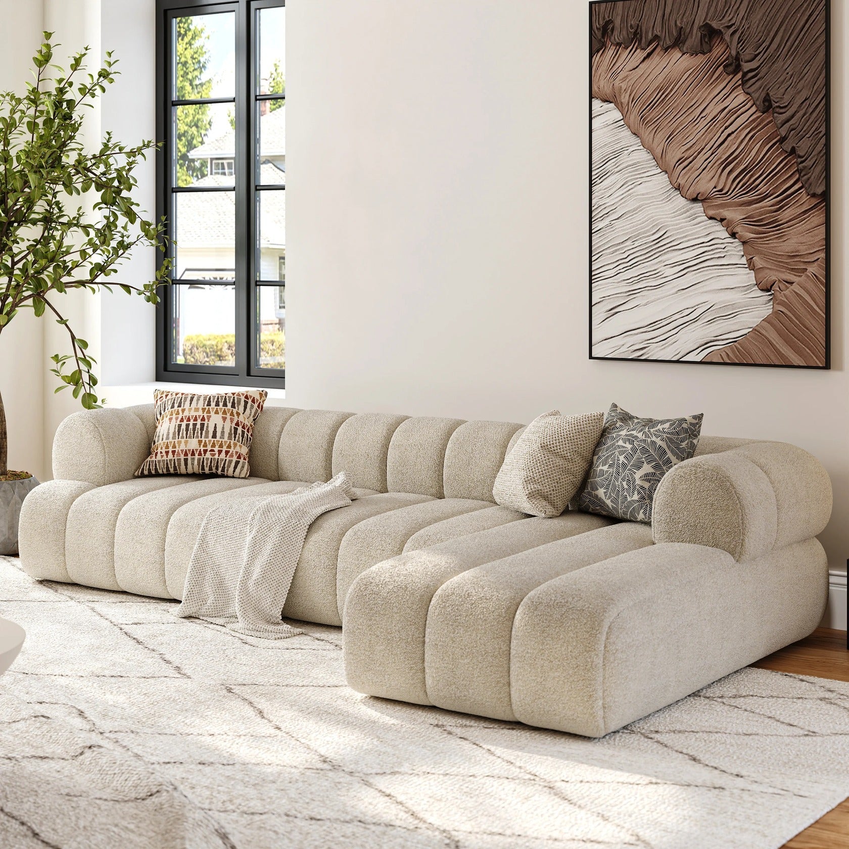 Canapé Ego L d'angle bois de mélèze - Sakio Design Maroc