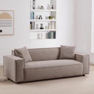 Canapé Zen velours beige et blanc - Sakio Design Maroc