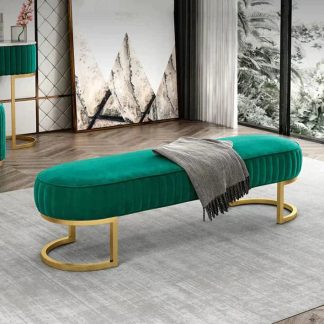 Banc de lit Divano velours avec étagère - Sakio Design Maroc