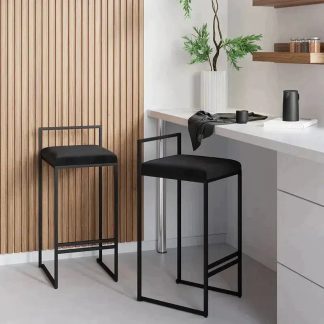 Tabouret de bar Chic Élite velours base dorée - Sakio Design Maroc