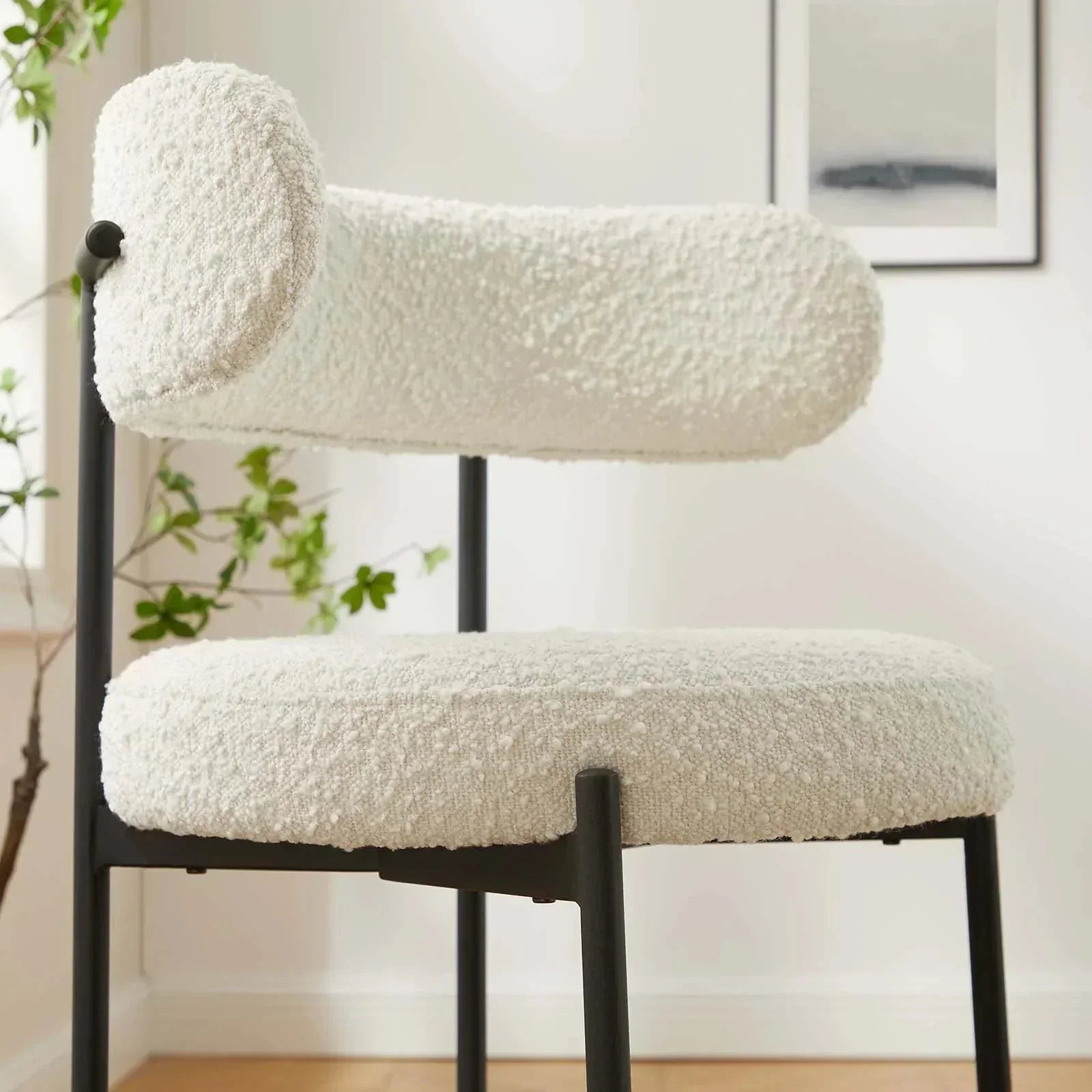Chaise de bar Lumo tissu bouclette - Sakio Design Maroc