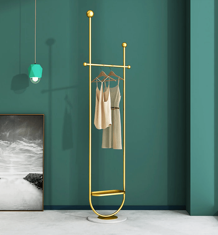 Porte-manteaux Divano en acier époxy noir et doré - Sakio Design Maroc