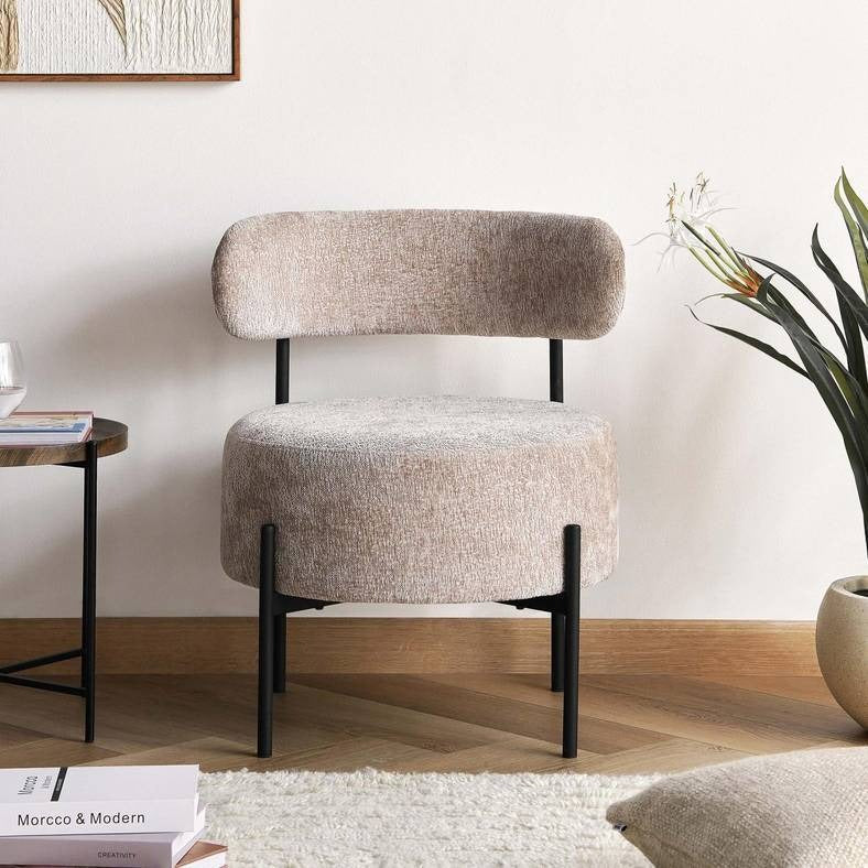 Chaise Verona tissu bouclé blanc - Sakio Design Maroc