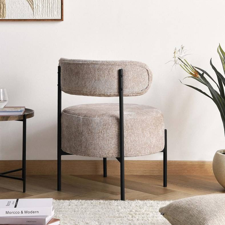 Chaise Verona tissu bouclé blanc - Sakio Design Maroc