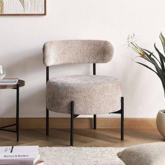 Chaise Verona tissu bouclé blanc - Sakio Design Maroc