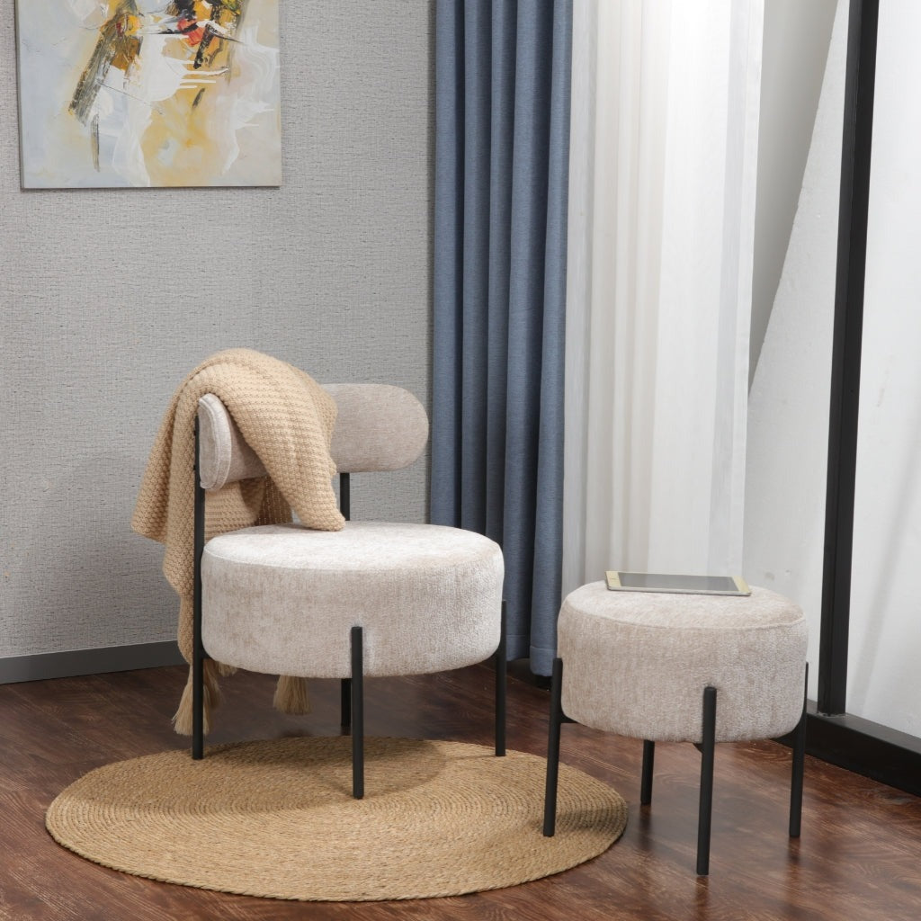 Chaise Verona tissu bouclé blanc - Sakio Design Maroc