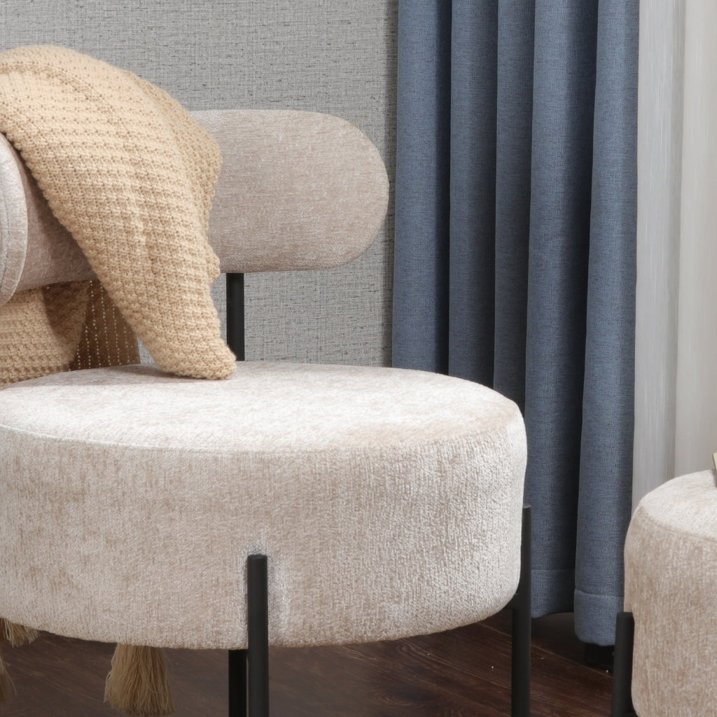 Chaise Verona tissu bouclé blanc - Sakio Design Maroc