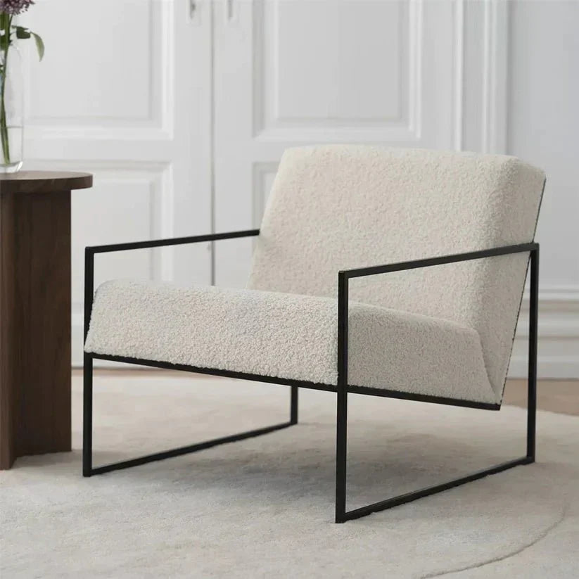 Fauteuil scandinave Amber blanc et noir - Sakio Design Maroc