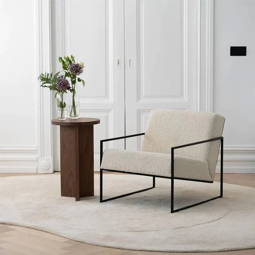 Fauteuil scandinave Amber blanc et noir - Sakio Design Maroc