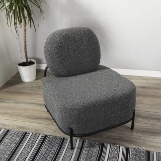 Fauteuil Velaro tissu bouclette structure métal - Sakio Design Maroc
