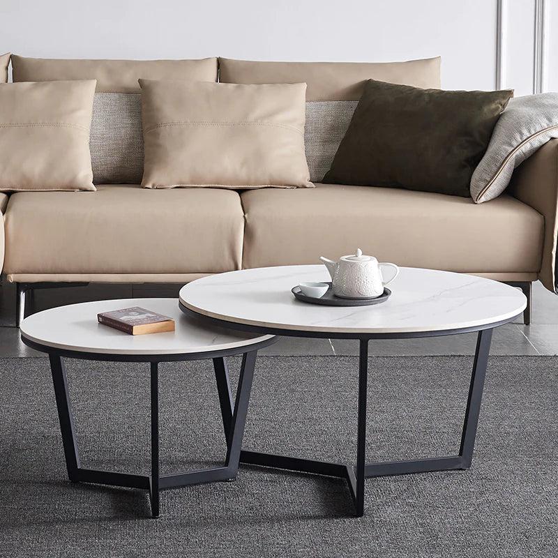 Table basse Harmony effet marbre pieds dorés - Sakio Design Maroc