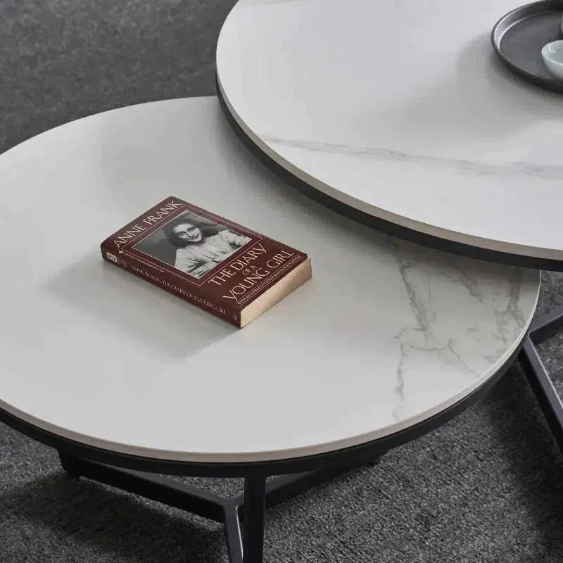 Table basse Harmony effet marbre pieds dorés - Sakio Design Maroc