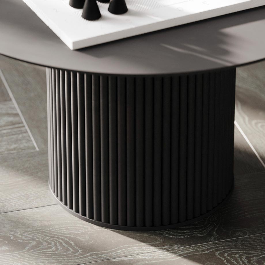 Tables basses gigognes Niro effet marbre et bois noir - Sakio Design Maroc