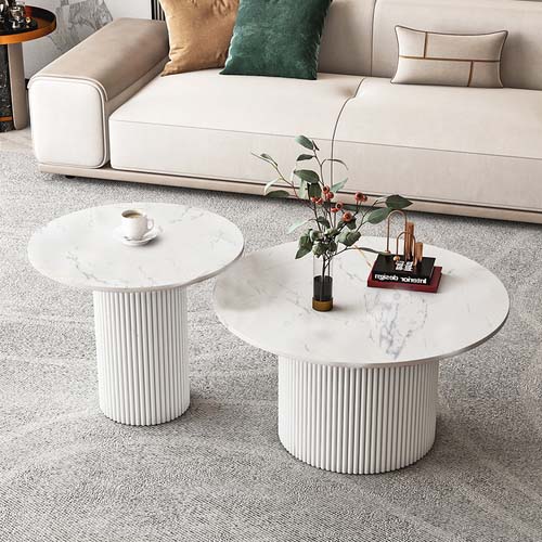 Tables basses gigognes Niro effet marbre - Sakio Design Maroc