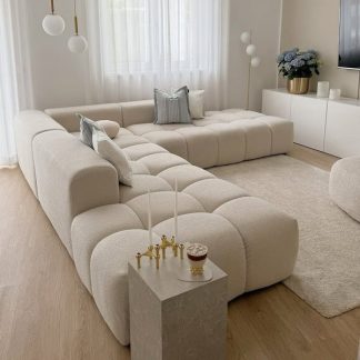 Canapé d'angle Bubbly L tissu texturé - Sakio Design Maroc