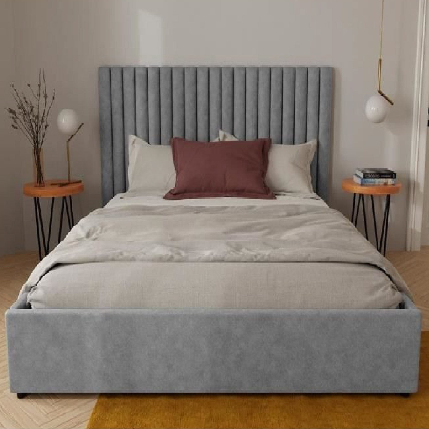 Lit Moderna Simple tête de lit capitonnée - Sakio Design Maroc