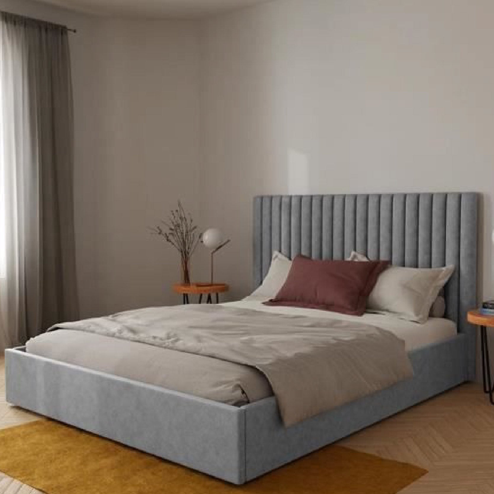 Lit Moderna Simple tête de lit capitonnée - Sakio Design Maroc