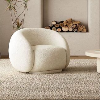 Fauteuil Cosmo tissu bouclé cocooning - Sakio Design Maroc