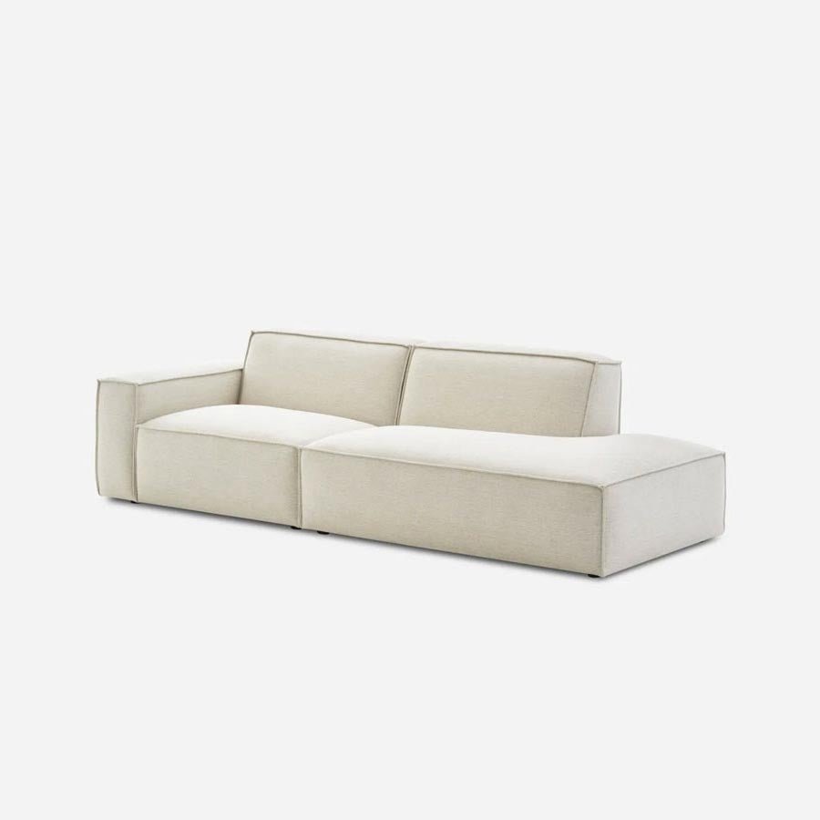 Canapé chaise longue avec pouf tissu - Sakio Design Maroc