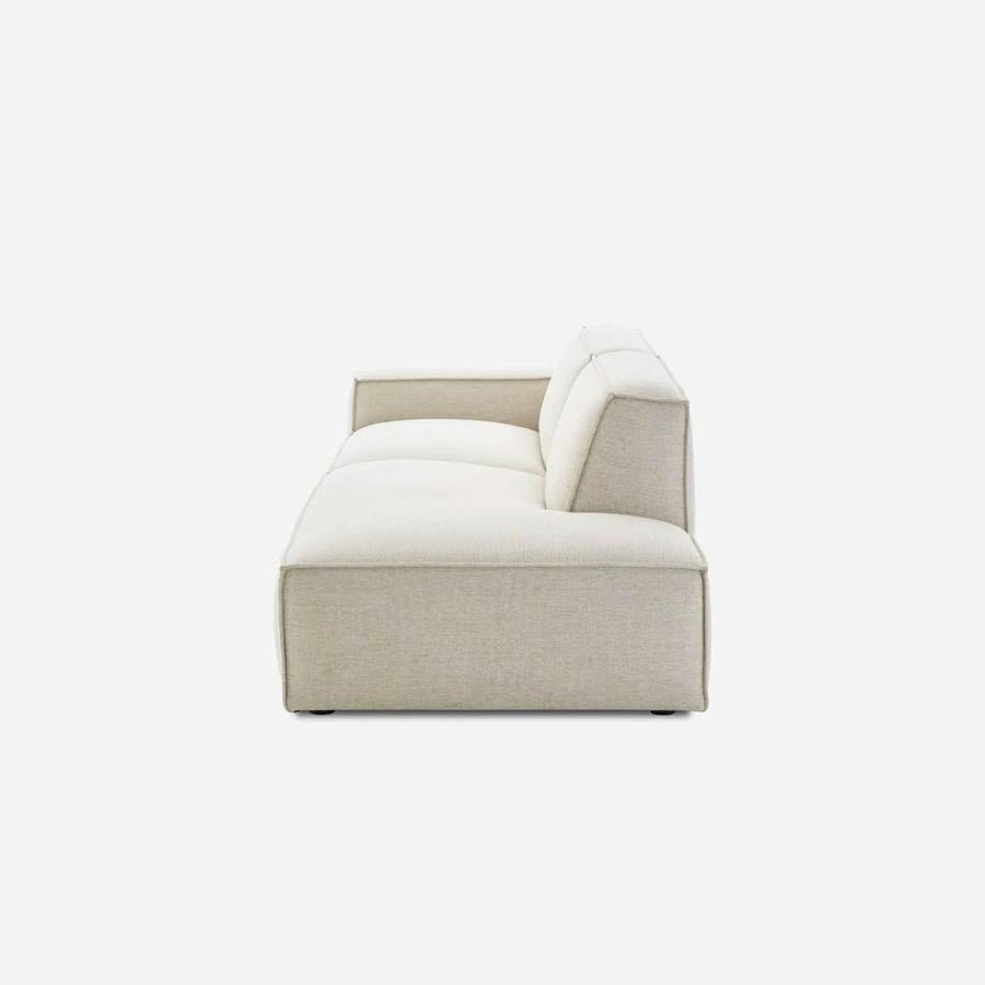 Canapé chaise longue avec pouf tissu - Sakio Design Maroc