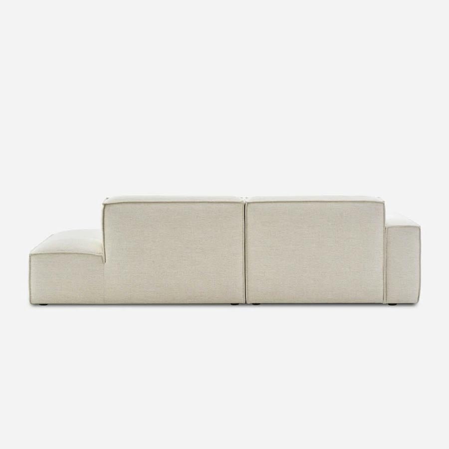 Canapé chaise longue avec pouf tissu - Sakio Design Maroc