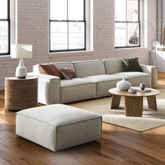 Canapé Hamilton modulable avec pouf, tissu antitache - Sakio Design Maroc