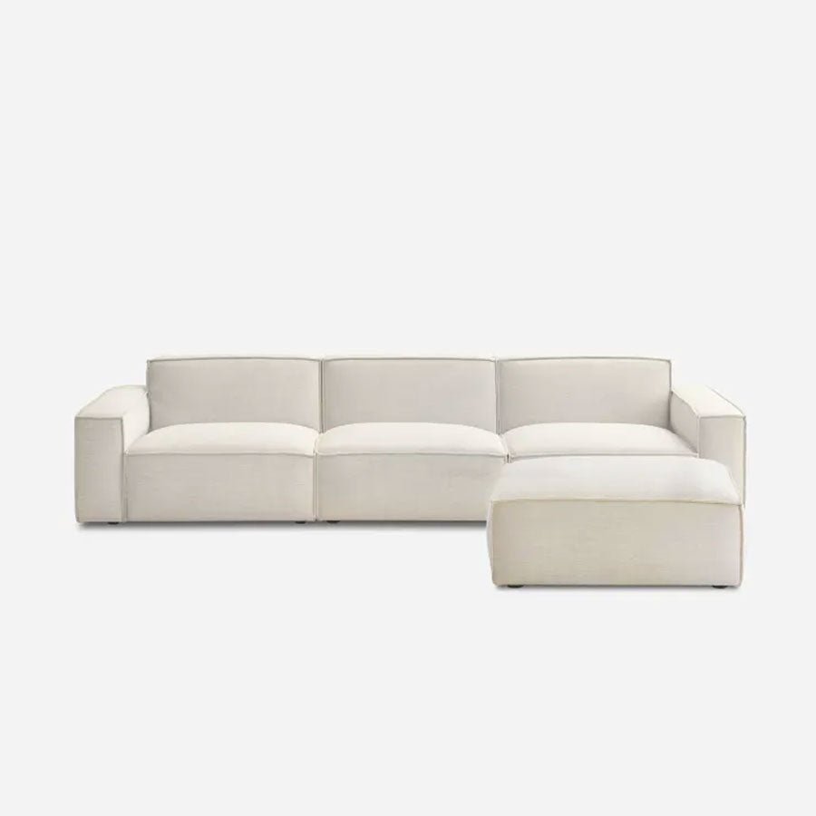 Canapé Hamilton modulable avec pouf, tissu antitache - Sakio Design Maroc