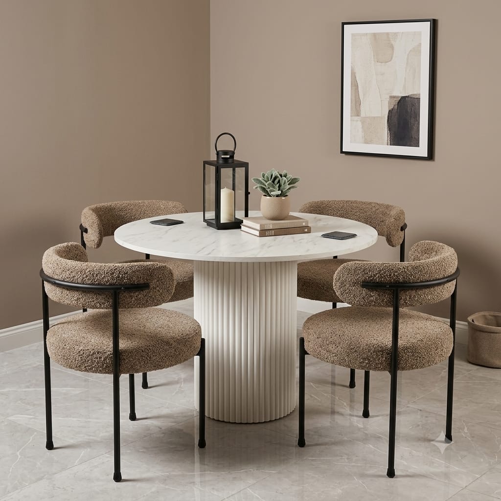 Table à manger et 4 chaises design moderne - Sakio Design Maroc