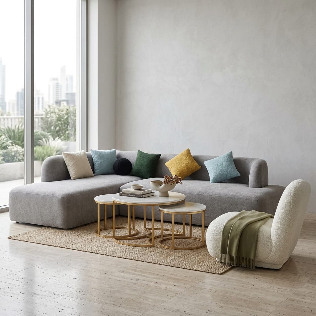 Pack Salon Horizon canapé d'angle et fauteuil - Sakio Design Maroc