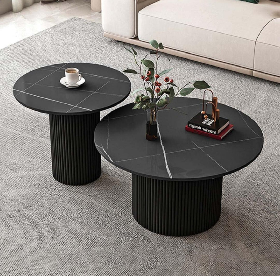 Tables basses gigognes Niro effet marbre - Sakio Design Maroc