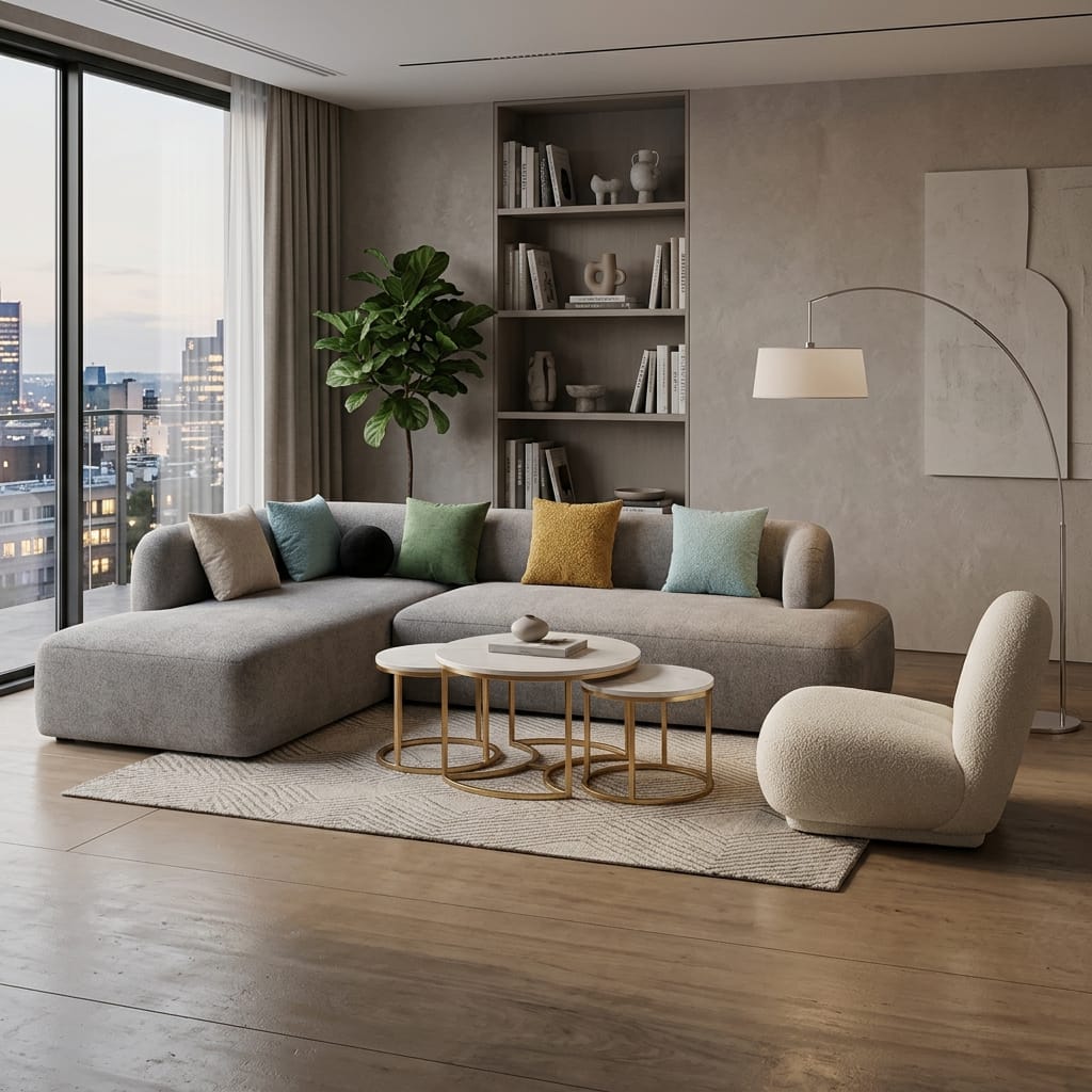 Pack Salon Horizon canapé d'angle et fauteuil - Sakio Design Maroc
