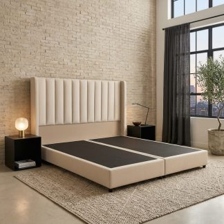 Lit Élégance capitonné tissu - Sakio Design Maroc