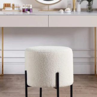 Pouf Mera tissu bouclette pieds métal - Sakio Design Maroc